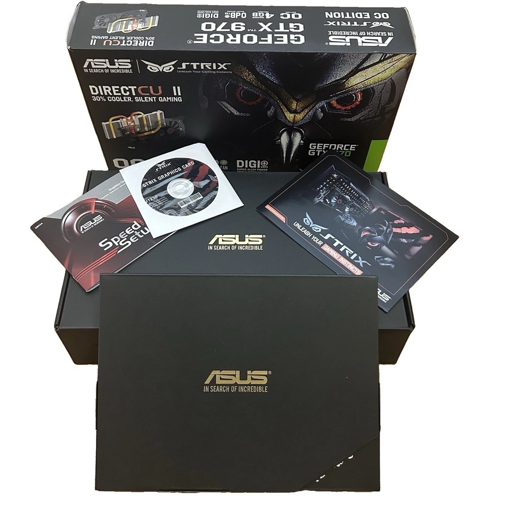 ASUS GeForce GTX 970 • 3 Boxes + Install Disc + Manual ONLY • NO CARD •
